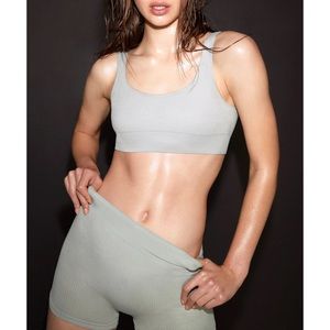 SKIMS Stretch Rib Scoop Bralette & Shorts